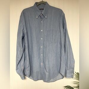 J. McLaughlin Light Blue Cotton Button Down Shirt Men's Large